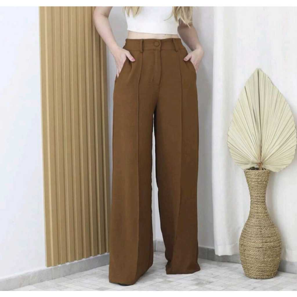 Calça GG Feminina Pantalona Wide Leg Duna com Botão Tendência 2025