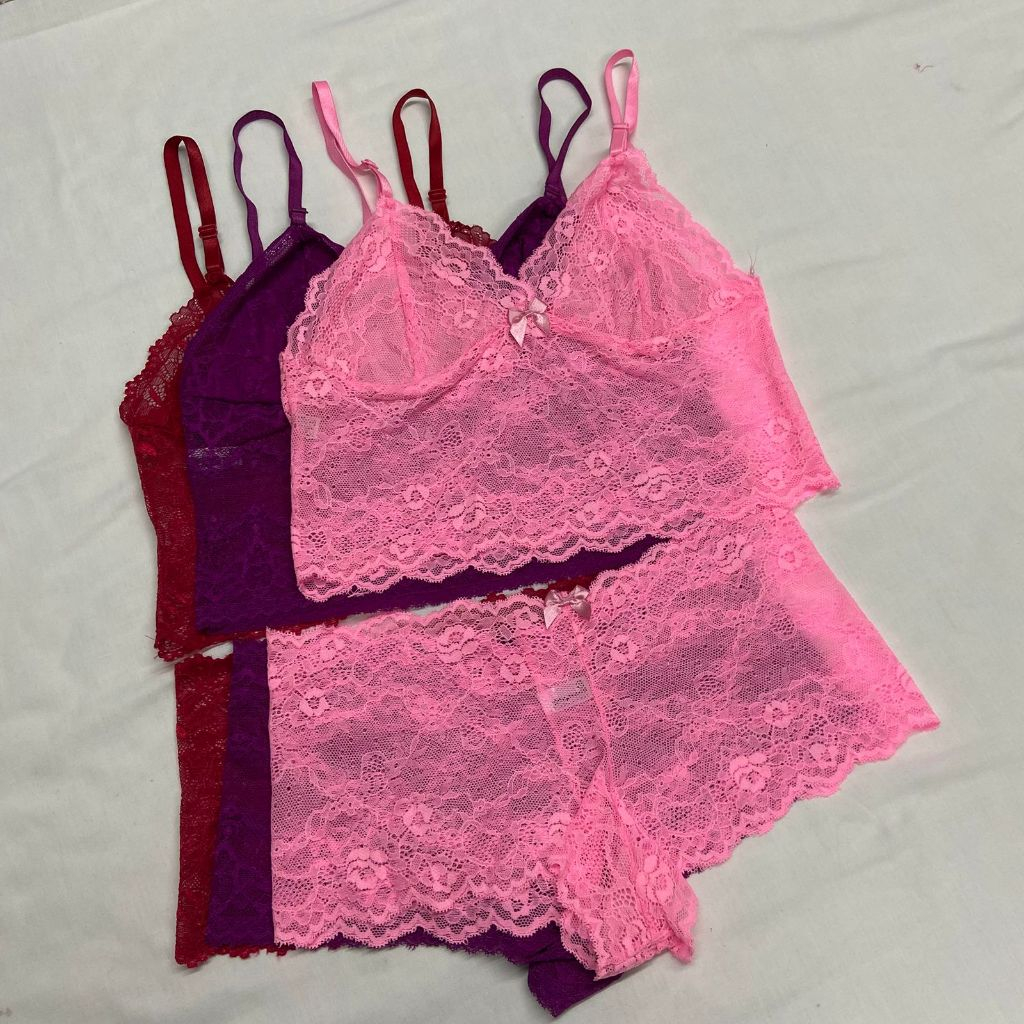Kit 3 Conjunto Espera Marido PLUS SIZE cropped + calcinha calesson sem bojo e renda