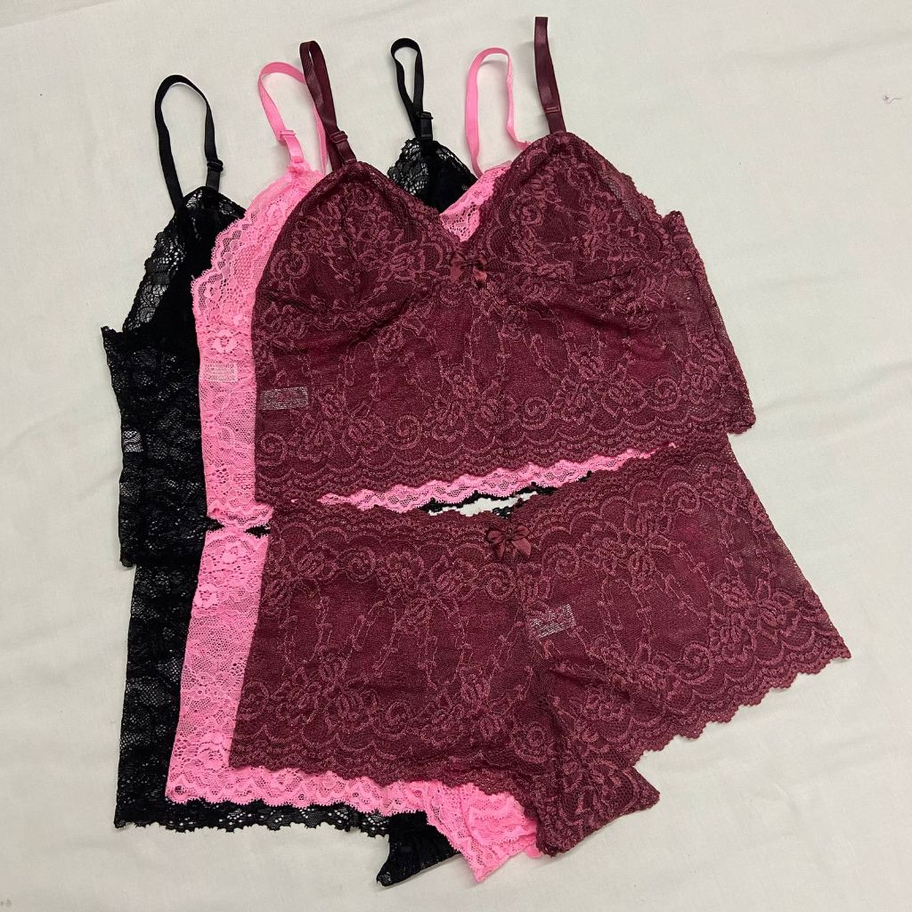 Kit 3 Conjunto Espera Marido PLUS SIZE cropped + calcinha calesson sem bojo e renda