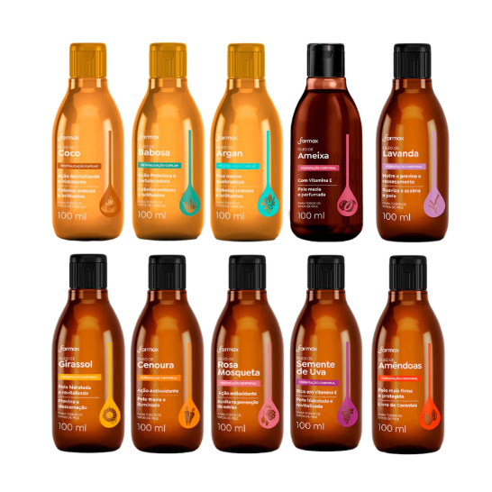 Óleo Capilar e Corporal- Vários aromas- Farmax- 100ml