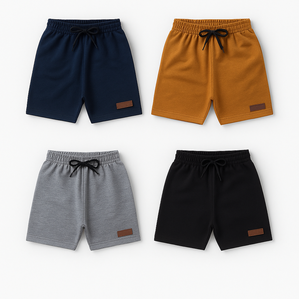 Kit com 4 Bermudas Infantil Masculina – Moletinho de Algodão