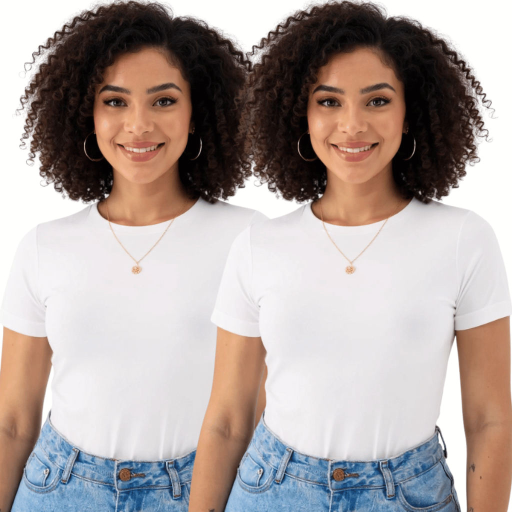 Kit 2 Blusas Femininas Suplex Manga Curta Básica Premium