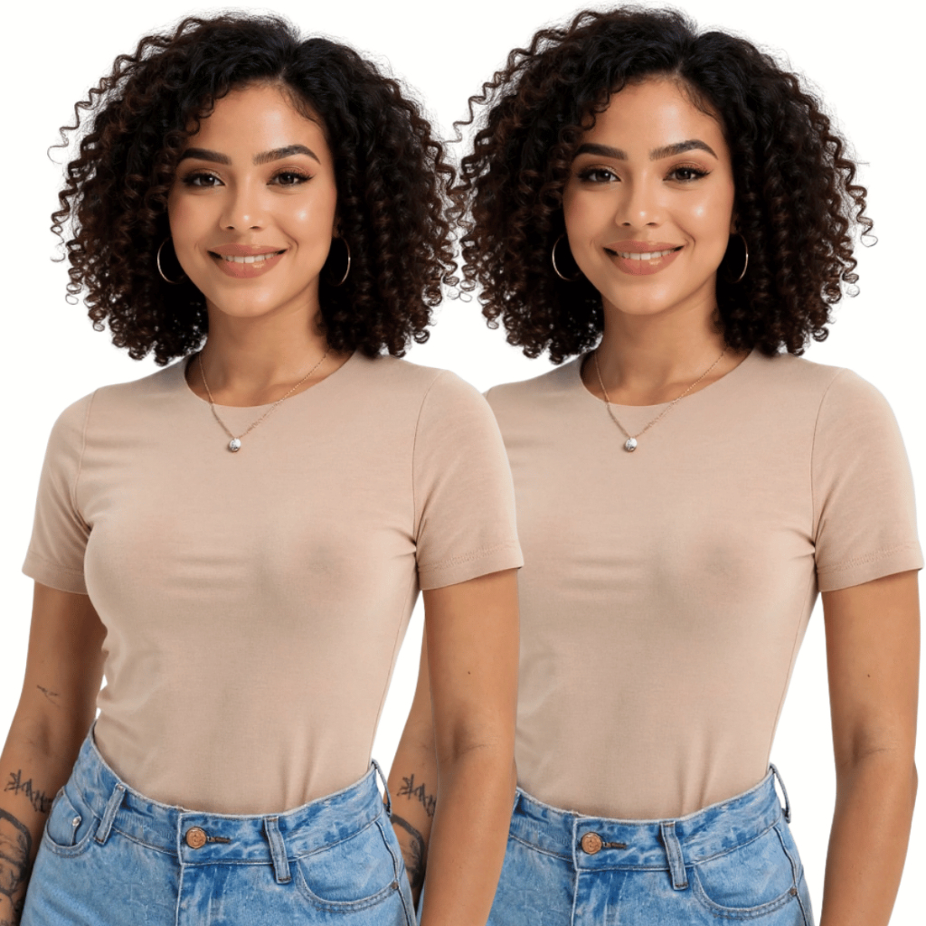 Kit 2 Blusas Femininas Suplex Manga Curta Básica Premium