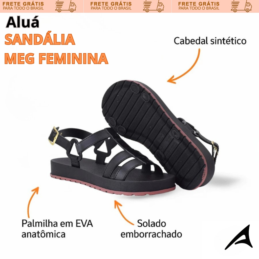 Sandália Feminina Papete Rasteira Injetada Confortável