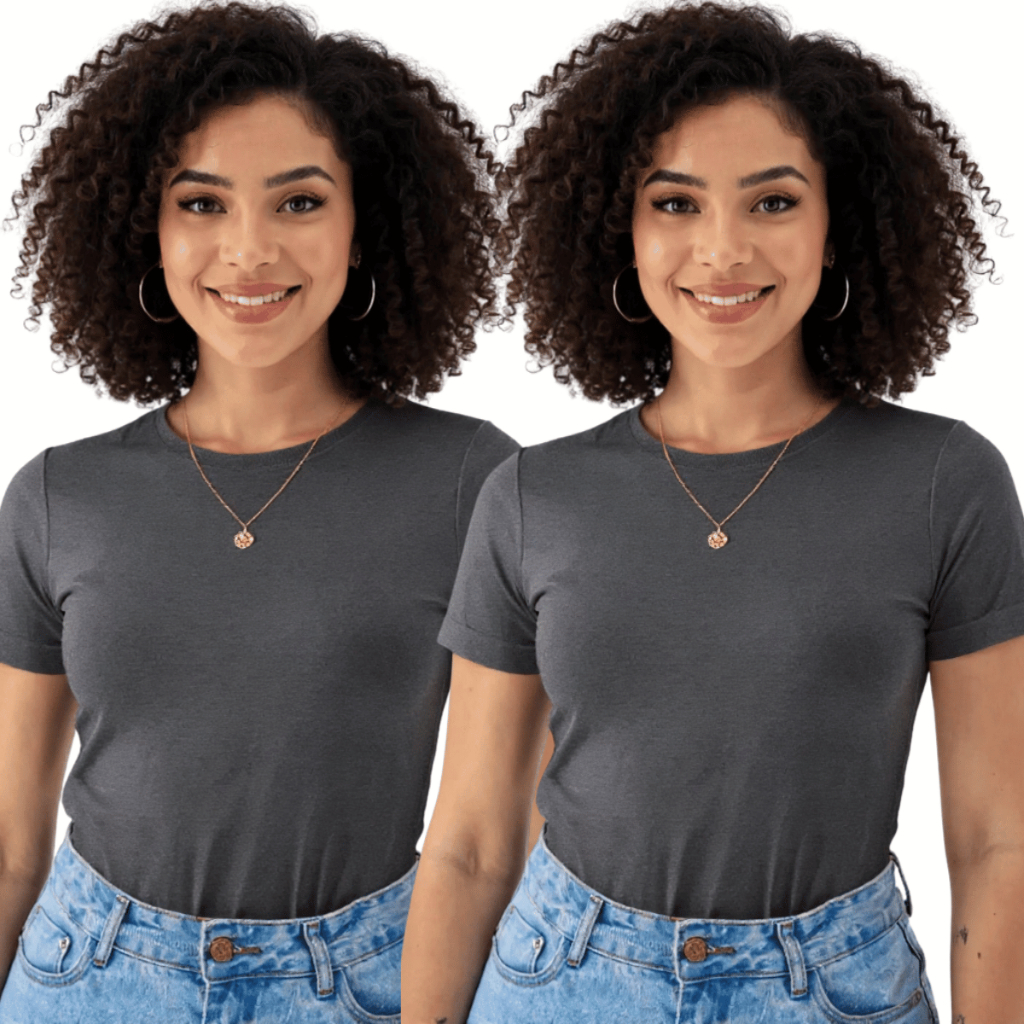 Kit 2 Blusas Femininas Suplex Manga Curta Básica Premium