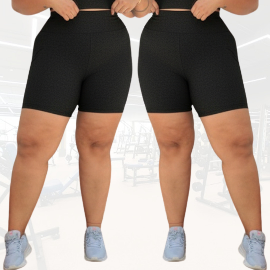 Kit C/ 2 Shorts Legging Feminino Fitness Academia Em Suplex Plus Size Meia Coxa Liso Curve