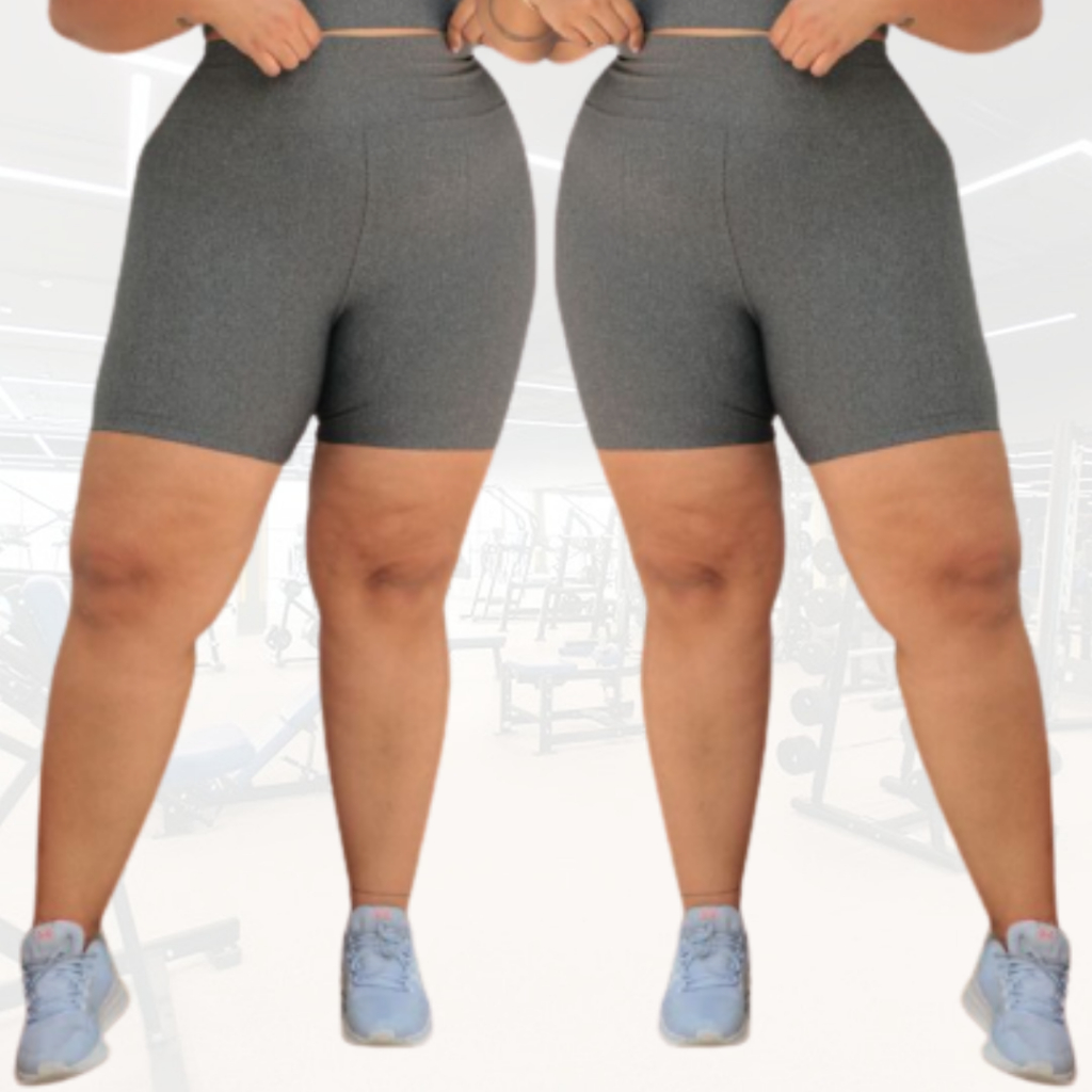 Kit C/ 2 Shorts Legging Feminino Fitness Academia Em Suplex Plus Size Meia Coxa Liso Curve