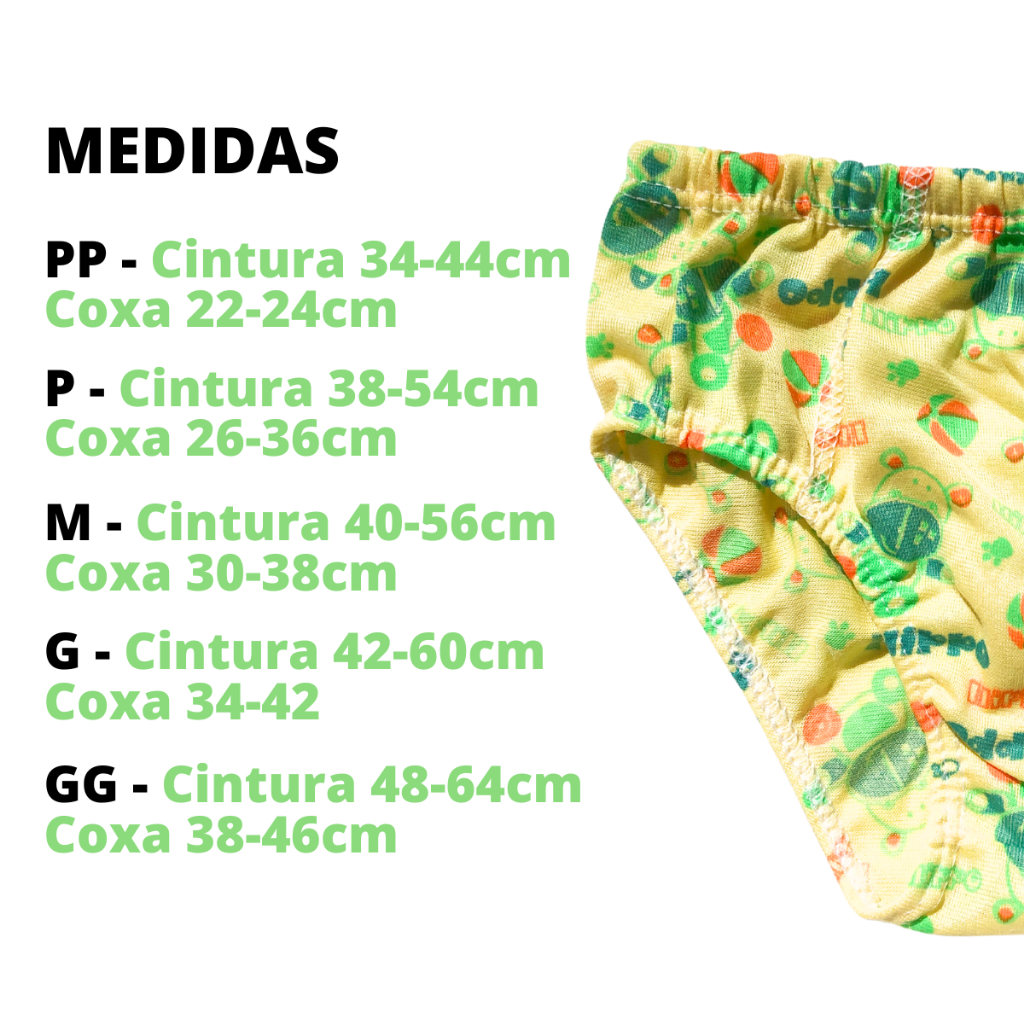 Kit 5-10 Cueca infantil menino slip com forro