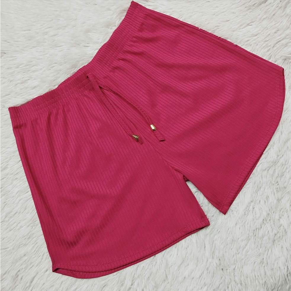 Shorts Feminino Canelado Casual Cores