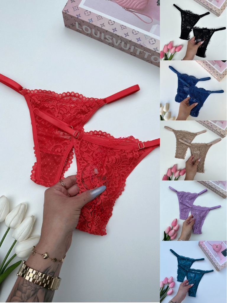Kit 10 Calcinhas Renda Lingerie com Regulagem Luxo Fio Dental Sexy Feminina Sensual Moda Intima