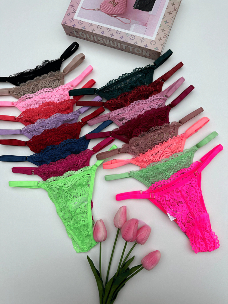 Kit 10 Calcinhas Renda Lingerie com Regulagem Luxo Fio Dental Sexy Feminina Sensual Moda Intima