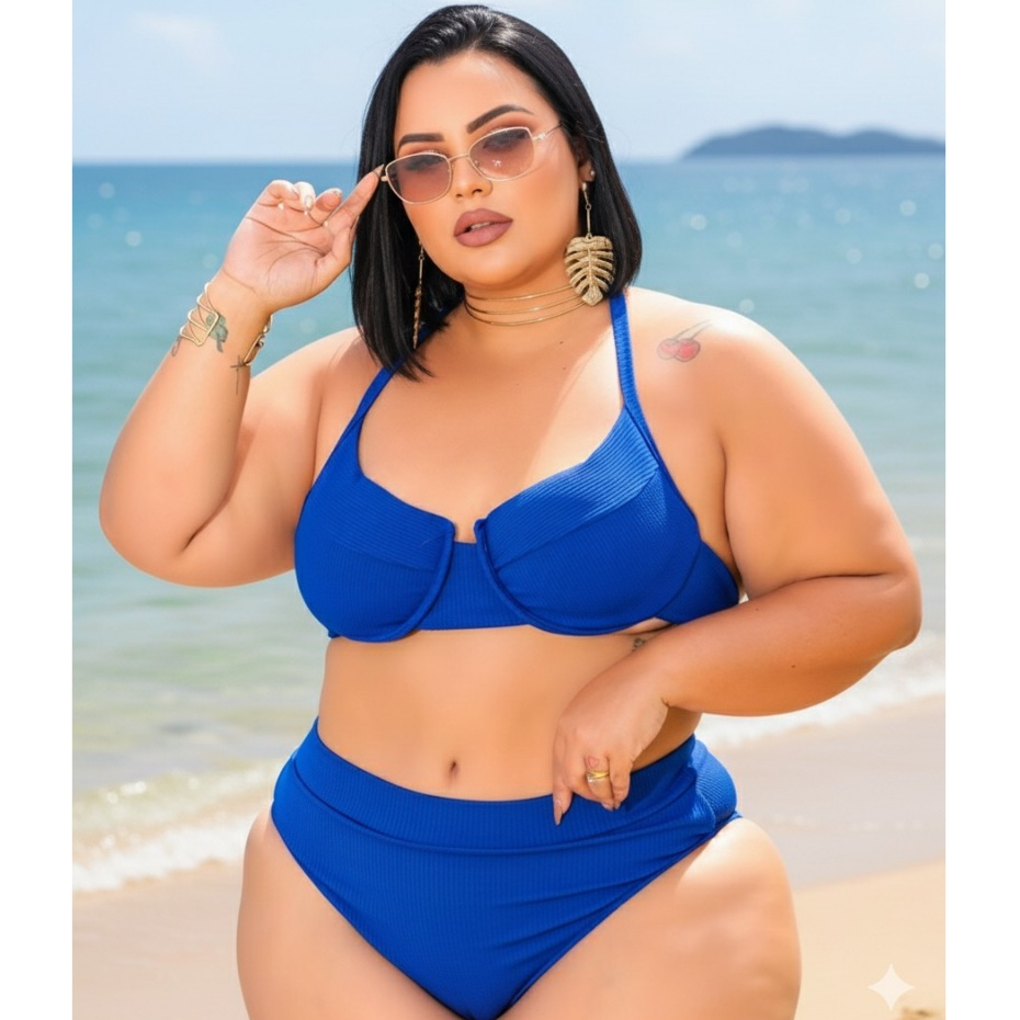 BIQUINI PLUS SIZE HOT PANTS G1 G2 G3 - BIQUINE MEIA TAÇA COM BOJO E ARO DE SUSTENTAÇAO COM CALCINHA CINTURA ALTA 2026
