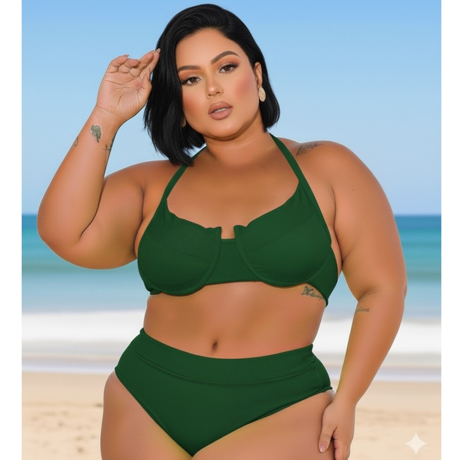 BIQUINI PLUS SIZE HOT PANTS G1 G2 G3 - BIQUINE MEIA TAÇA COM BOJO E ARO DE SUSTENTAÇAO COM CALCINHA CINTURA ALTA 2026