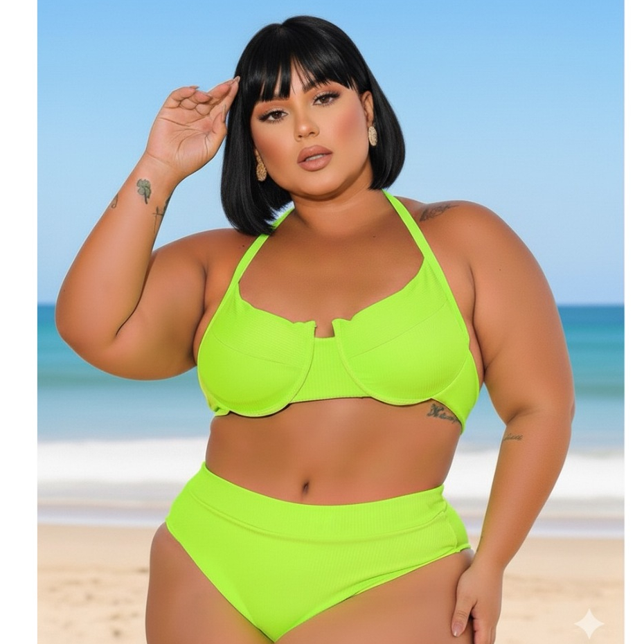 BIQUINI PLUS SIZE HOT PANTS G1 G2 G3 - BIQUINE MEIA TAÇA COM BOJO E ARO DE SUSTENTAÇAO COM CALCINHA CINTURA ALTA 2026