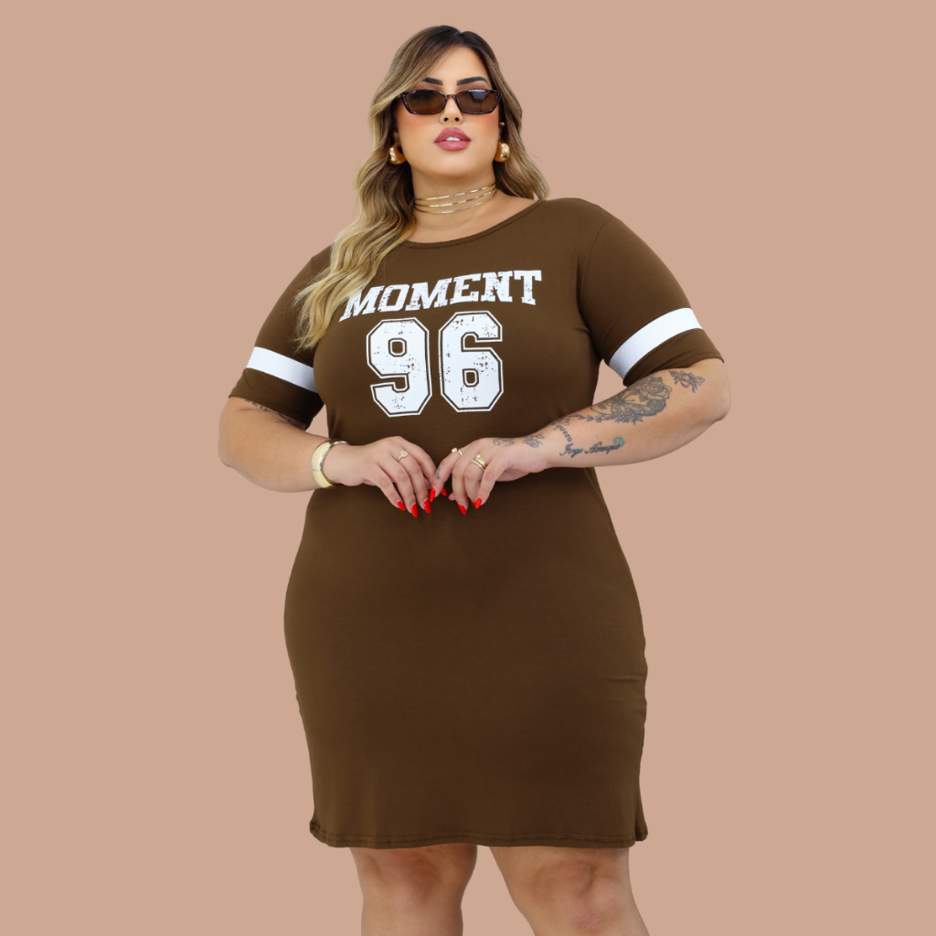 Vestido Estampado Plus Size Curve Curvy Camisão Moda Gringa Verão veste até 56 Camisetão Feminino