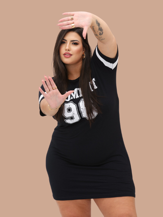 Vestido Estampado Plus Size Curve Curvy Camisão Moda Gringa Verão veste até 56 Camisetão Feminino