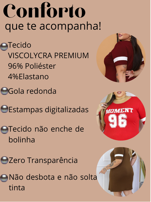 Vestido Estampado Plus Size Curve Curvy Camisão Moda Gringa Verão veste até 56 Camisetão Feminino