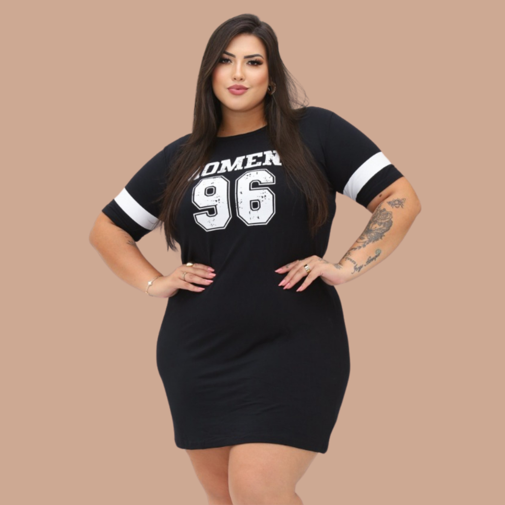 Vestido Estampado Plus Size Curve Curvy Camisão Moda Gringa Verão veste até 56 Camisetão Feminino