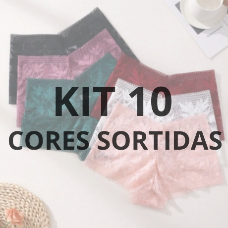 Kit 5 Calcinha Feminina de Renda Sensual Shortinho Caleçon Fio Dental Tanga Lingerie Calesson