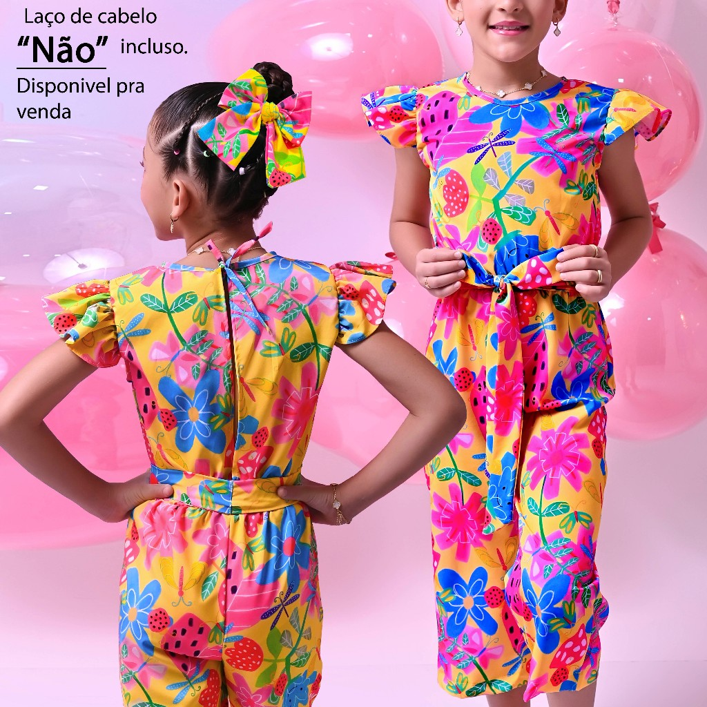 Vestido Infantil Estampado Colorido Bloguerinha Luxo Casual Delicado de 4 a 12 Anos