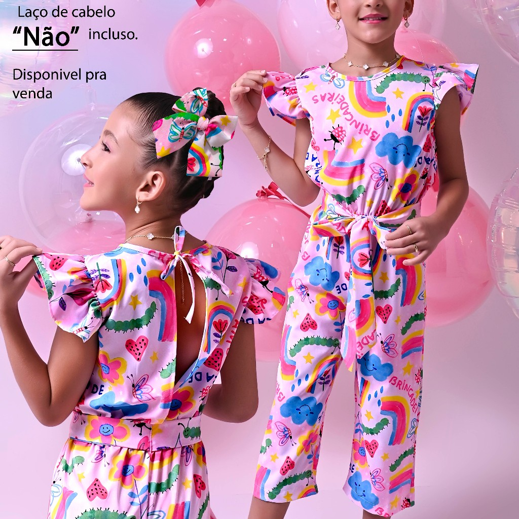 Vestido Infantil Estampado Colorido Bloguerinha Luxo Casual Delicado de 4 a 12 Anos