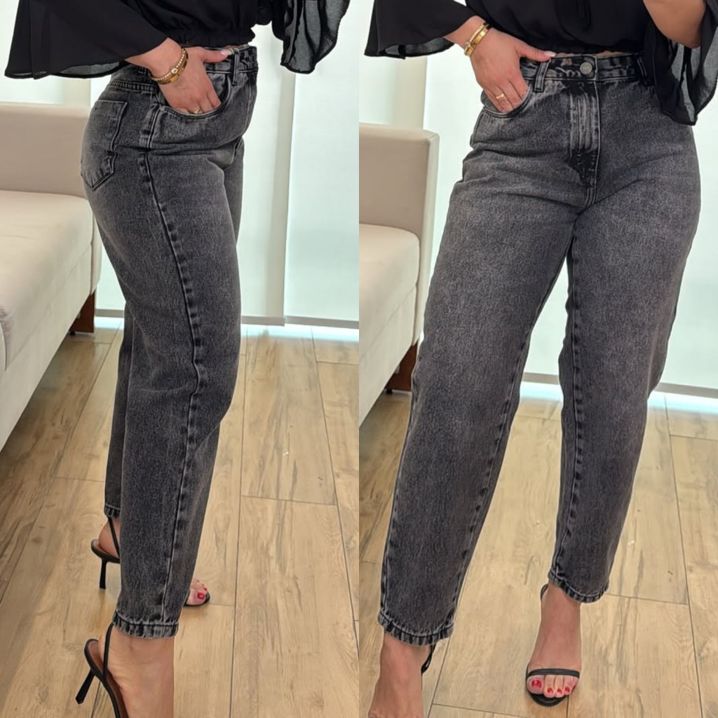 Calça MOM Jeans Feminina Cintura Alta 100% Algodão