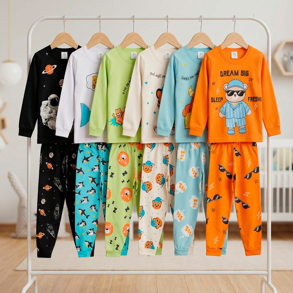 Kit Sortido 4 Peças Pijama Infantil Menino Manga Comprida Tamanho 1 ao 10