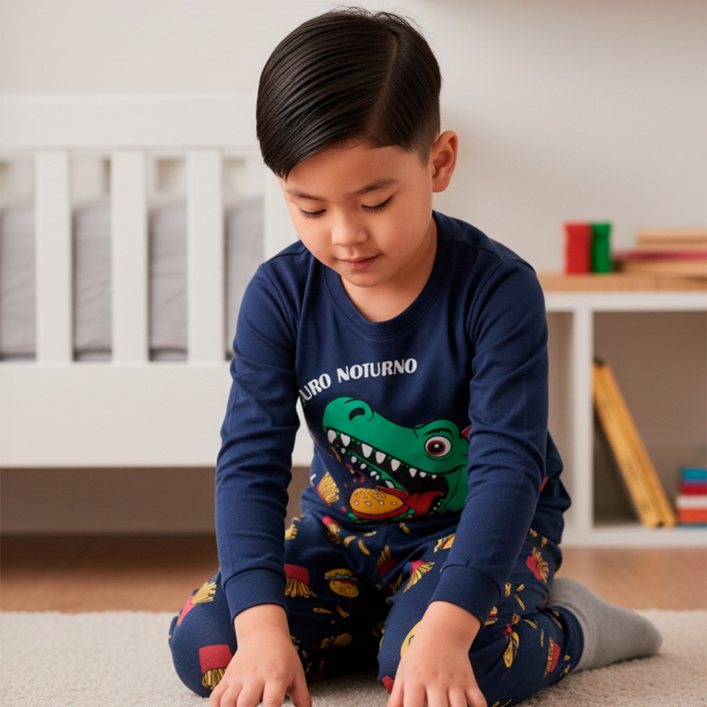 Kit Sortido 4 Peças Pijama Infantil Menino Manga Comprida Tamanho 1 ao 10