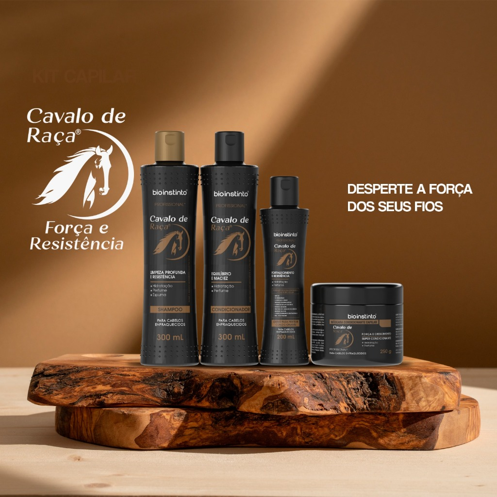 01 KIT CAVALO DE RAÇA 4 Itens Bio Instinto Força Anti Queda e fortalecimento dos fios e crescimento