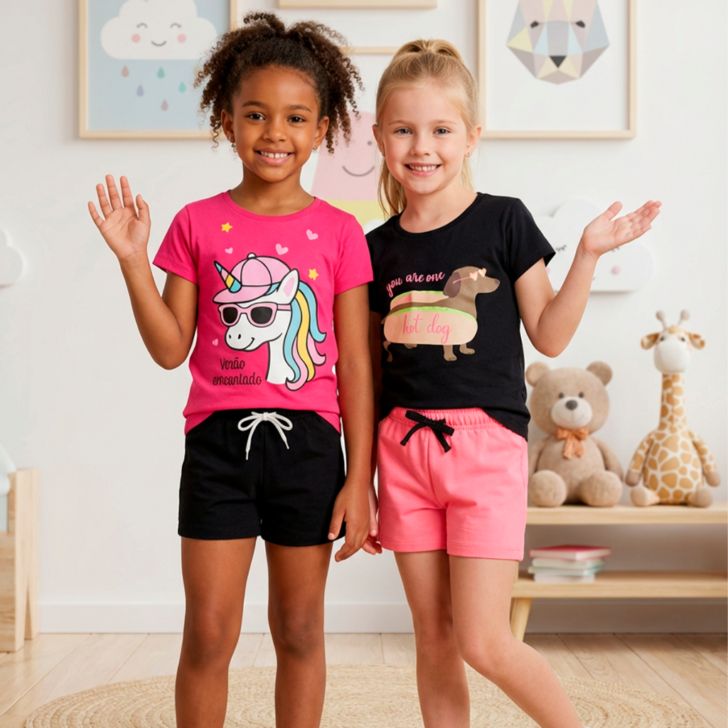 Kit Sortido de 2 ou 10 Peças de Roupas Infantil Menina Kit com Conjuntos de Roupa Infantil Menina Verão Feminino Bebê