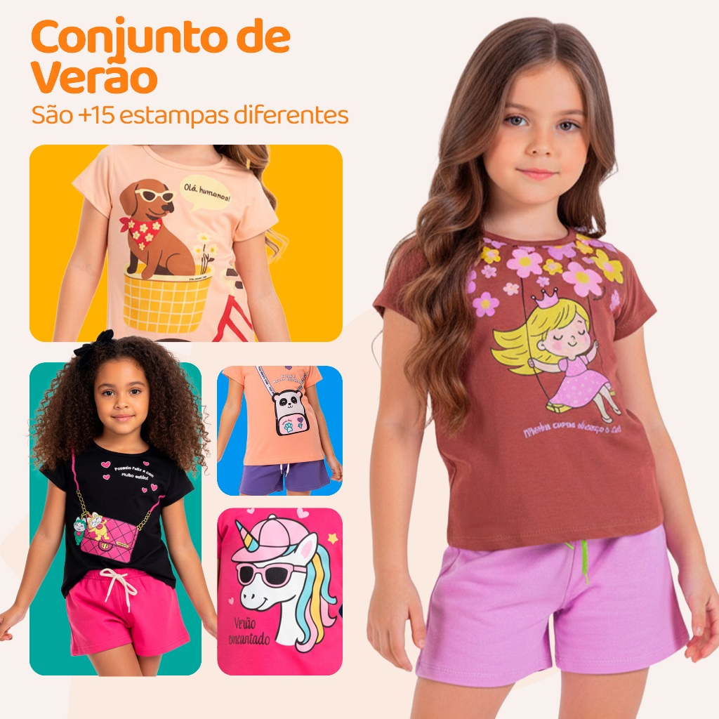 Kit Sortido de 2 ou 10 Peças de Roupas Infantil Menina Kit com Conjuntos de Roupa Infantil Menina Verão Feminino Bebê