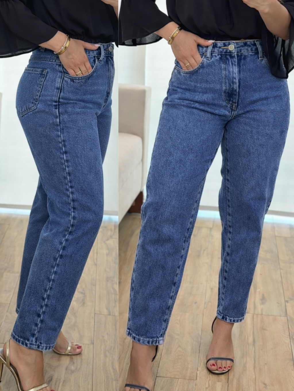 Calça MOM Jeans Feminina Cintura Alta 100% Algodão