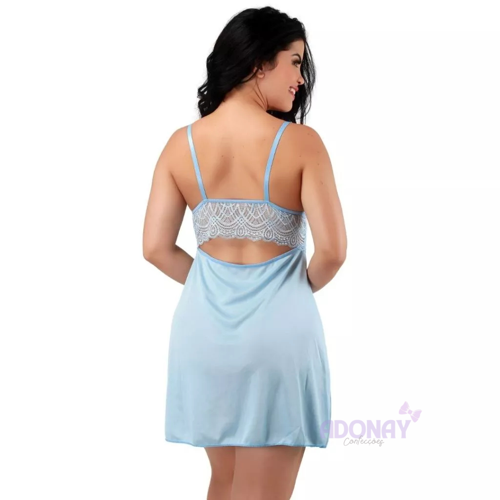 Camisola Com Calcinha Sexy Feminina Curta Sensual Com Renda Sem Bojo Costas Nua Sexy