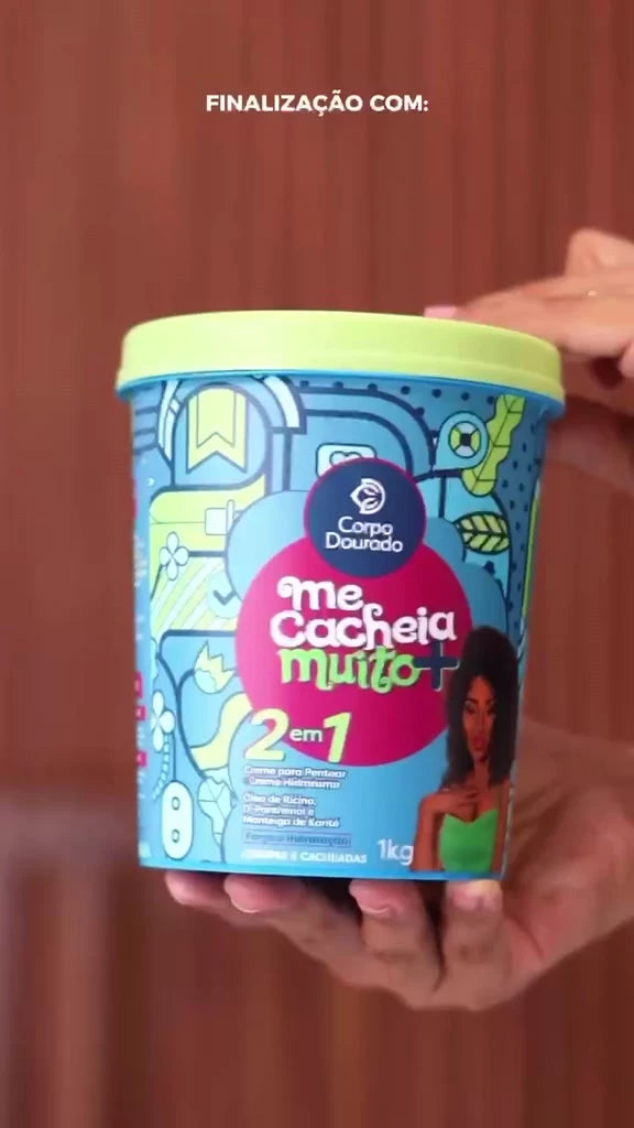 Creme de Pentear e Hidratante 2 em 1 Me Cacheia Muito + para Crespas e Cacheadas Corpo Dourado 1kg