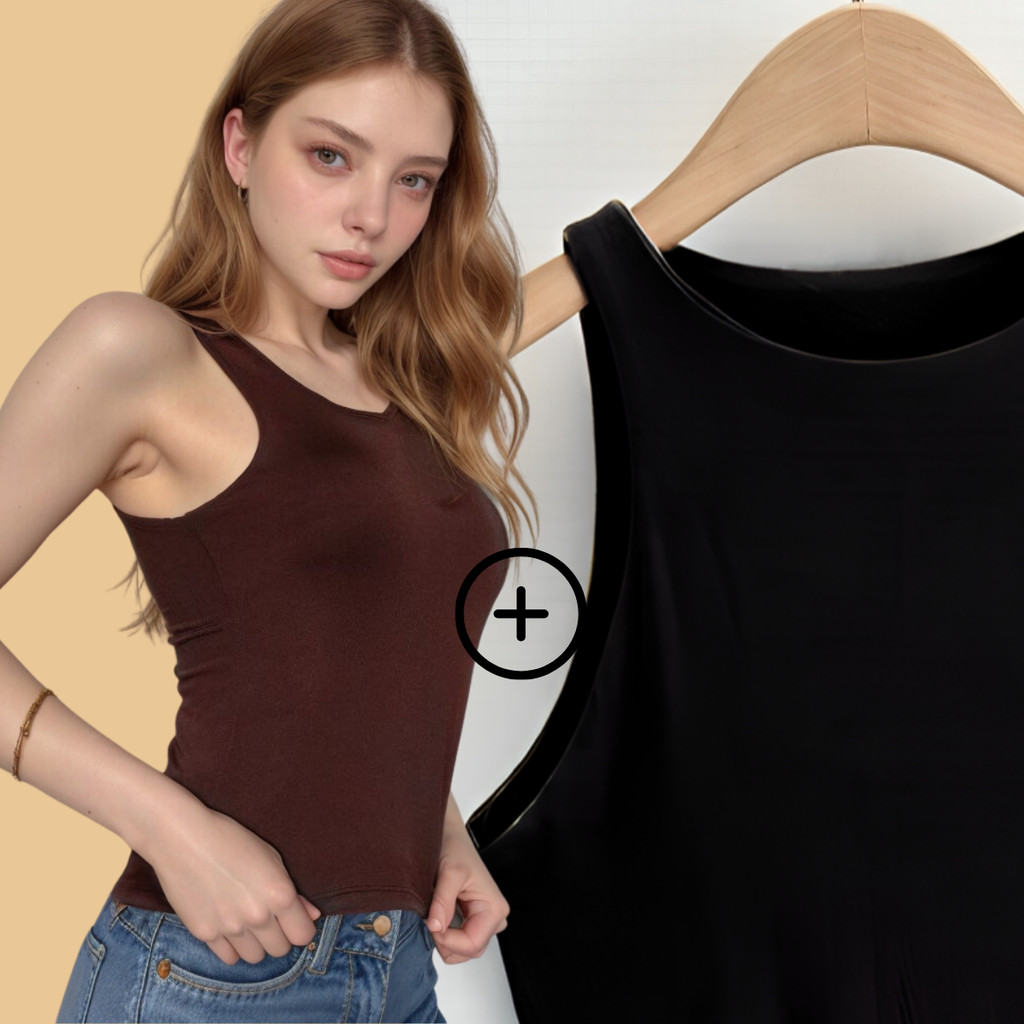 KIT 2 Regata Blusinha Feminina Suplex Duplo Básica Elegante Blogueira Tendencia