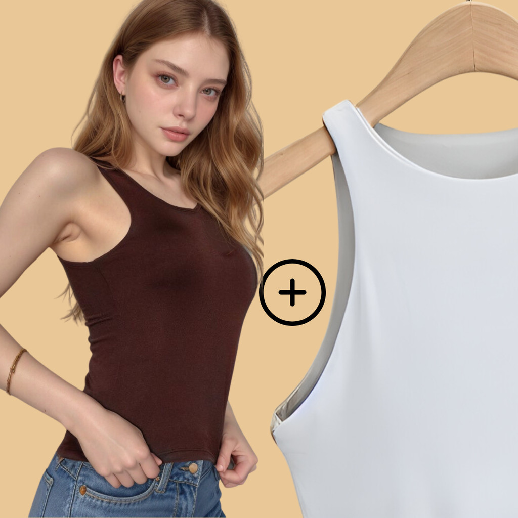KIT 2 Regata Blusinha Feminina Suplex Duplo Básica Elegante Blogueira Tendencia