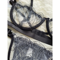Conjunto lingerie calcinha sutiã com aro moda intima Gringa tule Bordado