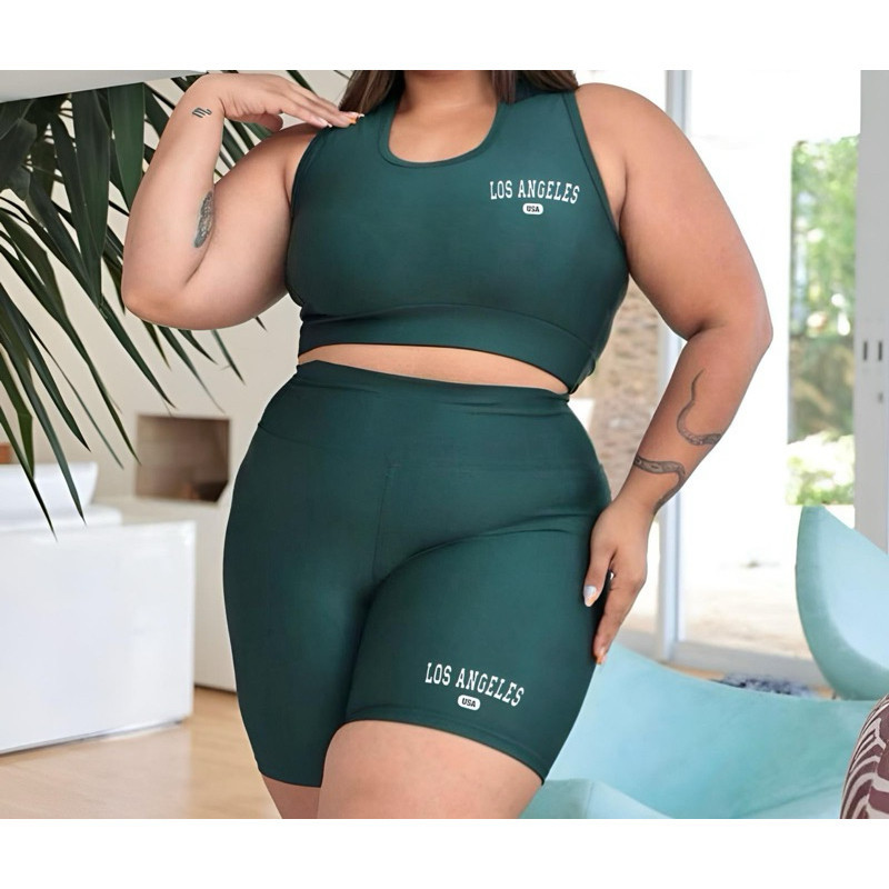 Conjuntos Top Shorts plus size Academia Los Angeles