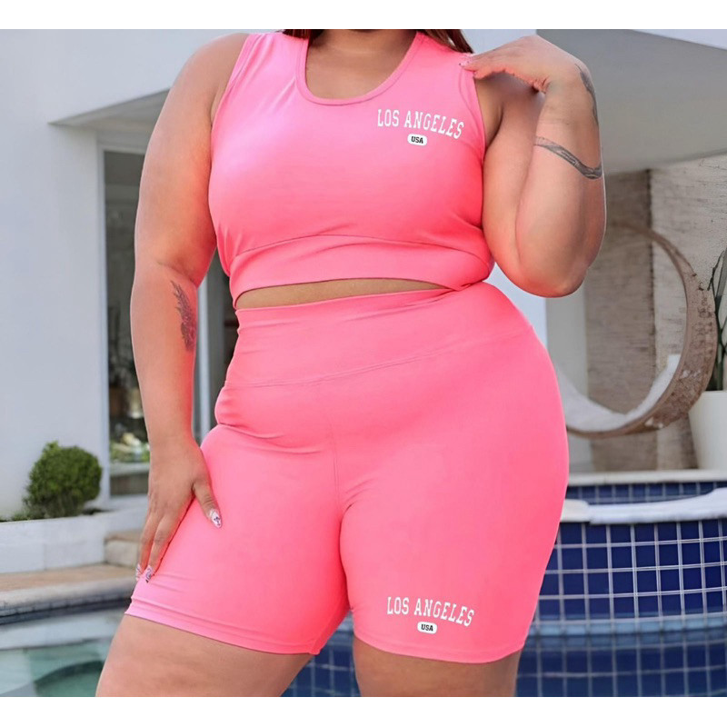 Conjuntos Top Shorts plus size Academia Los Angeles