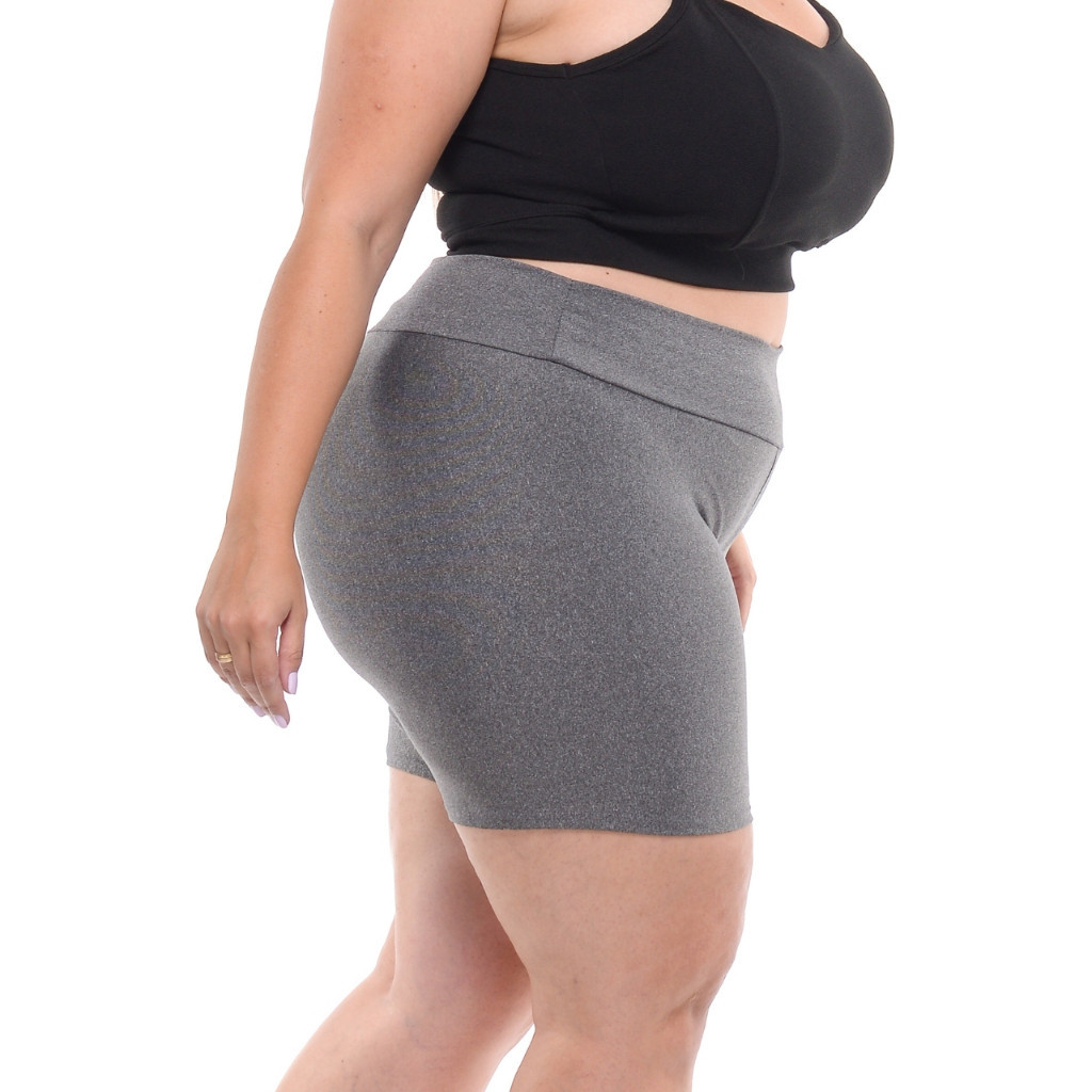 Kit 02 Short Legging Feminino Plus Size Meia Coxa Cintura Alta Bermuda Zero Transparência