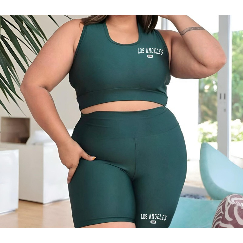 Conjuntos Top Shorts plus size Academia Los Angeles