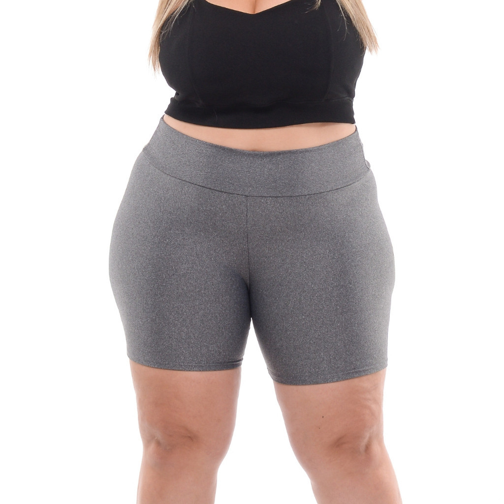 Kit 02 Short Legging Feminino Plus Size Meia Coxa Cintura Alta Bermuda Zero Transparência