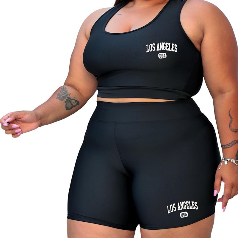 Conjuntos Top Shorts plus size Academia Los Angeles