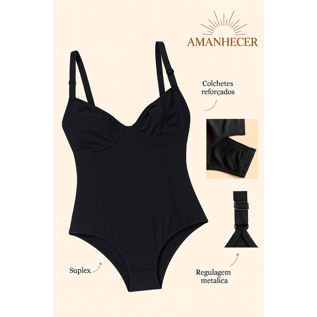 A Cinta Body Modelador Suplex Sem Bojo Redutora De Medidas Com Compressão Alça Reforçada