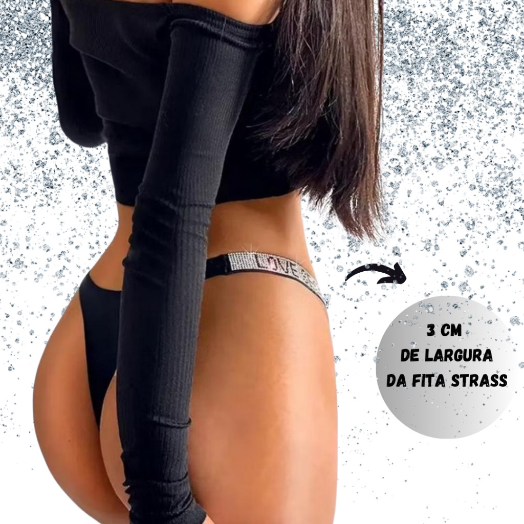 Kit Calcinha Fio Dental Sexy Com Strass Brilho Feminina Sem Costura Confortável