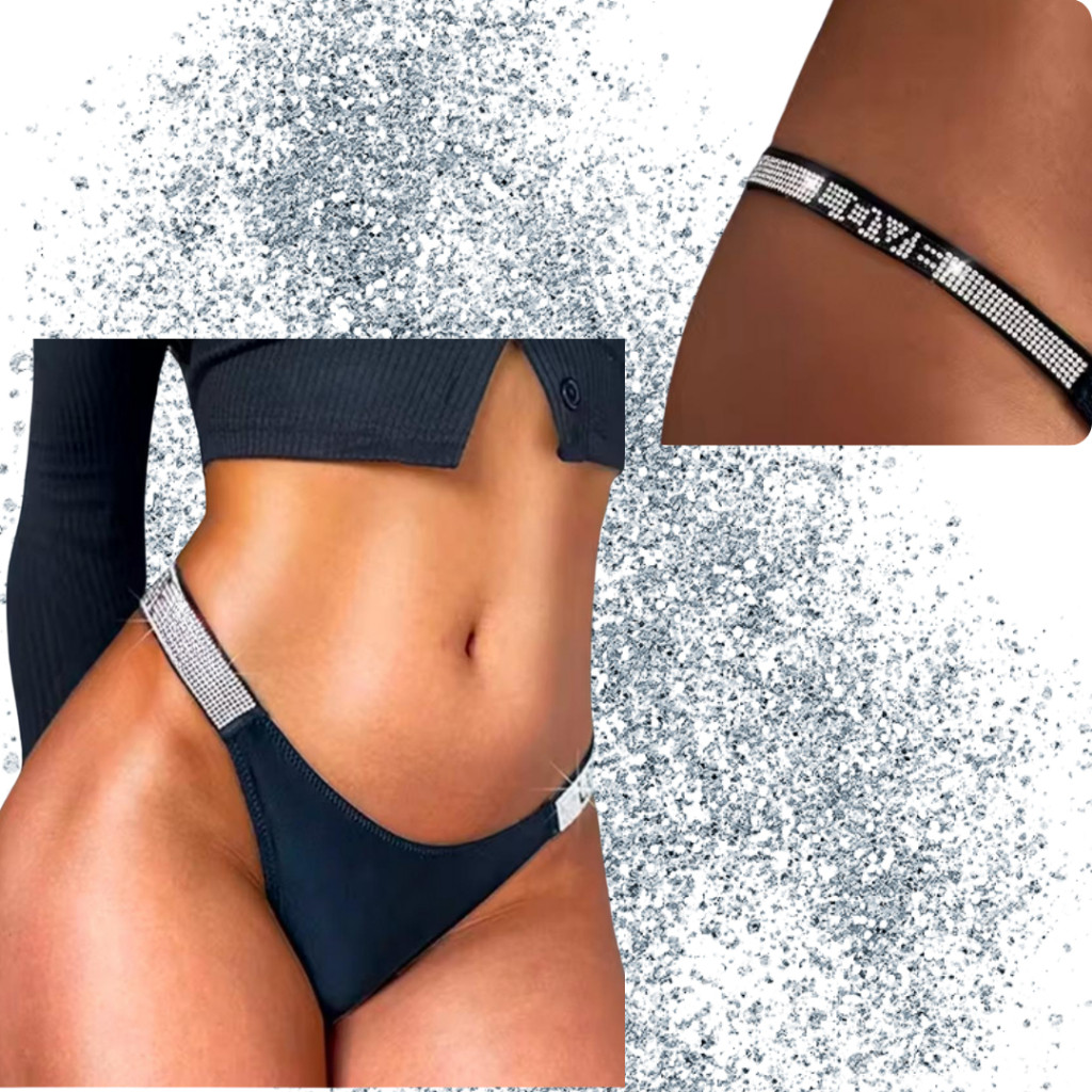 Kit Calcinha Fio Dental Sexy Com Strass Brilho Feminina Sem Costura Confortável