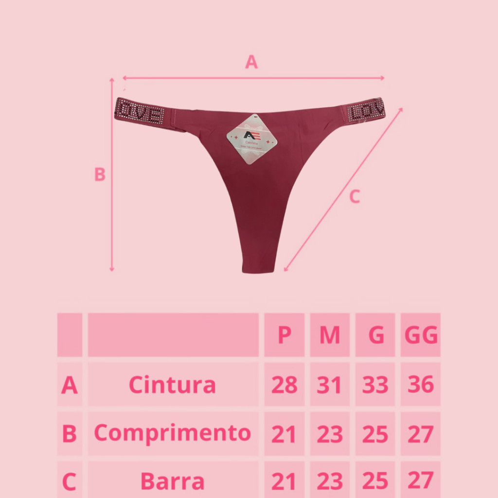 Kit Calcinha Fio Dental Sexy Com Strass Brilho Feminina Sem Costura Confortável