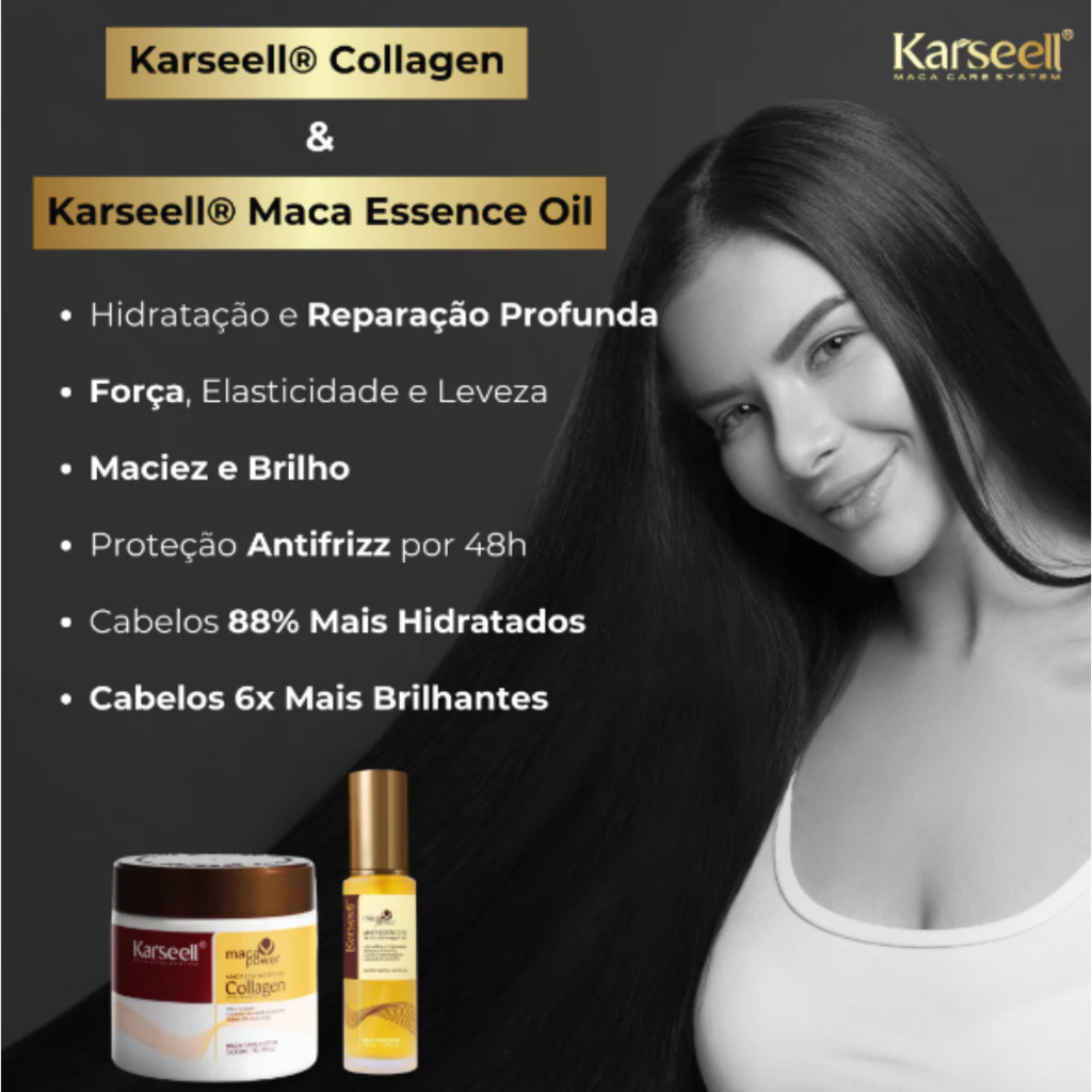 Kit Completo Karseell Máscara 500g + condicionador 1L + Shampoo 1L + Óleo karseell 50ml