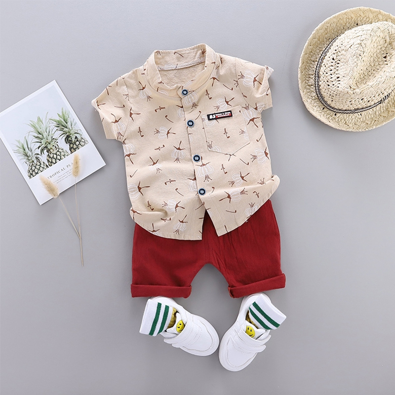 Conjunto De Roupa Para Bebê Menino 0-5 Anos – Camiseta E Shorts De Algodão Com Estampa De Dente De Leão Uso Casual De Ve
